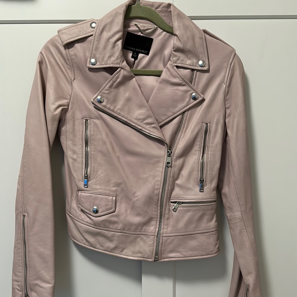 Banana Republic genuine Lamb Leather pink leather jacket with lining, size small